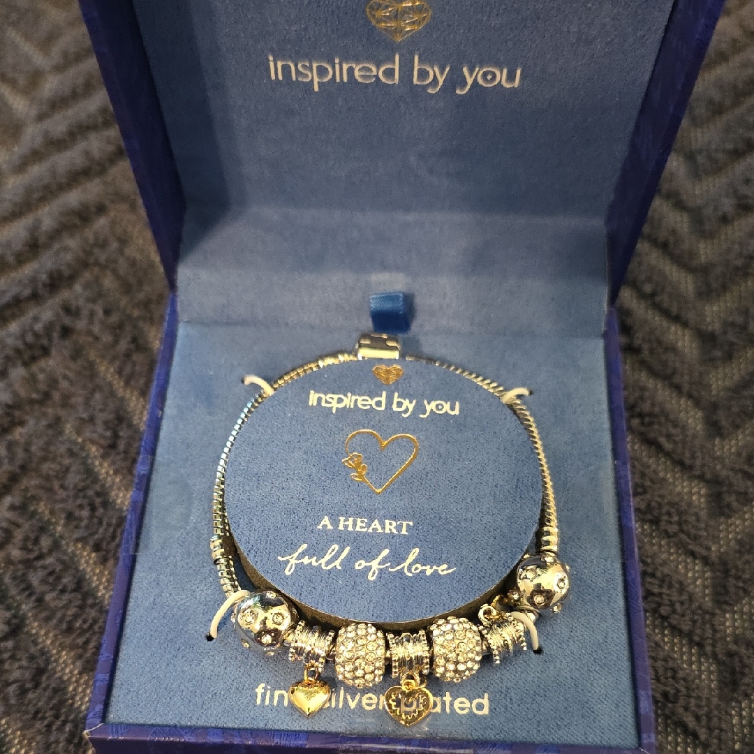 Silver Plated And Gold Zirconia Charm Bracelet